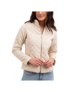 U.S. Polo Assn Quilted Ivory Jacket Coat Side Knit Womens XL Full Zip
